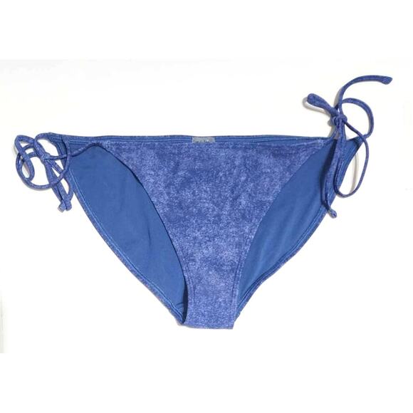 Aerie Side Tie Denim Print String Bikini Blue Large NEW - Picture 1 of 6